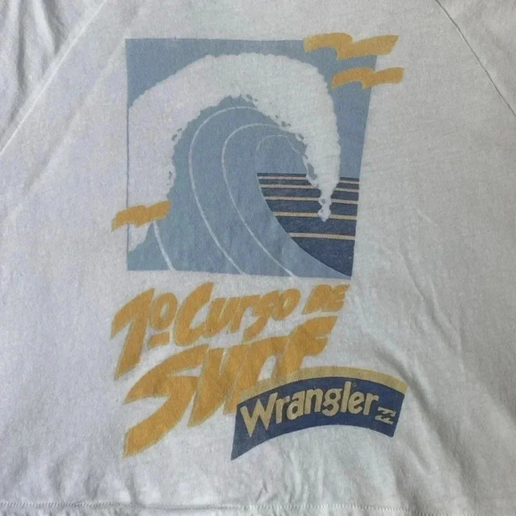 Wrangler Billabong Collab.  Cropped white surf tee. Size medium. - Picture 2 of 4
